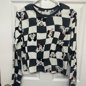 Juniors mickey and Minnie checkered crop shirt